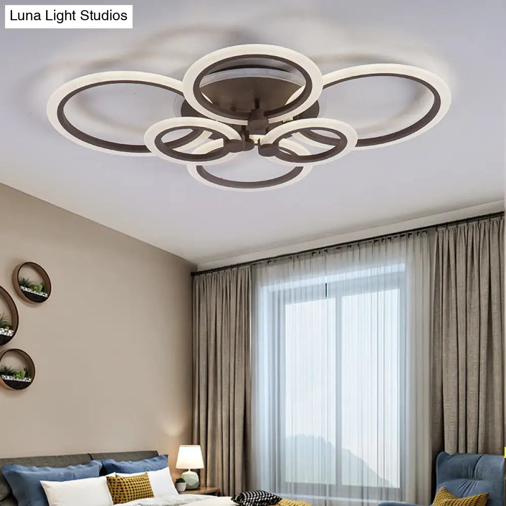 DecorBites™ DecorBites™ Contemporary Brown LED Ceiling Light - Petal Acrylic Flush Ceiling Light for Living Room (Neutral/Warm/White)