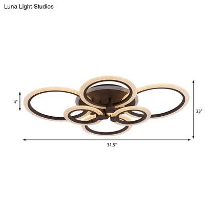 DecorBites™ DecorBites™ Contemporary Brown LED Ceiling Light - Petal Acrylic Flush Ceiling Light for Living Room (Neutral/Warm/White)