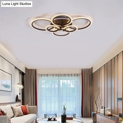 DecorBites™ DecorBites™ Contemporary Brown LED Ceiling Light - Petal Acrylic Flush Ceiling Light for Living Room (Neutral/Warm/White)