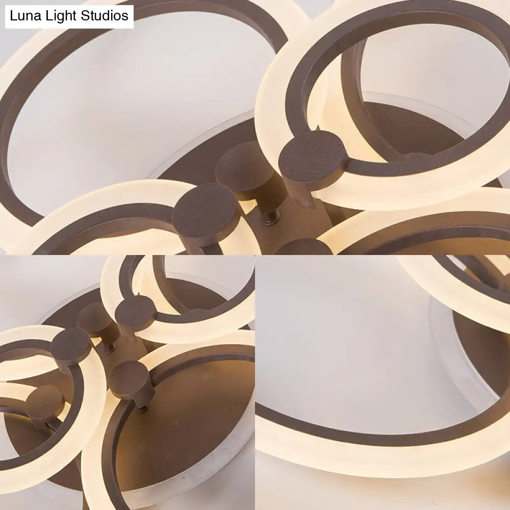 DecorBites™ DecorBites™ Contemporary Brown LED Ceiling Light - Petal Acrylic Flush Ceiling Light for Living Room (Neutral/Warm/White)