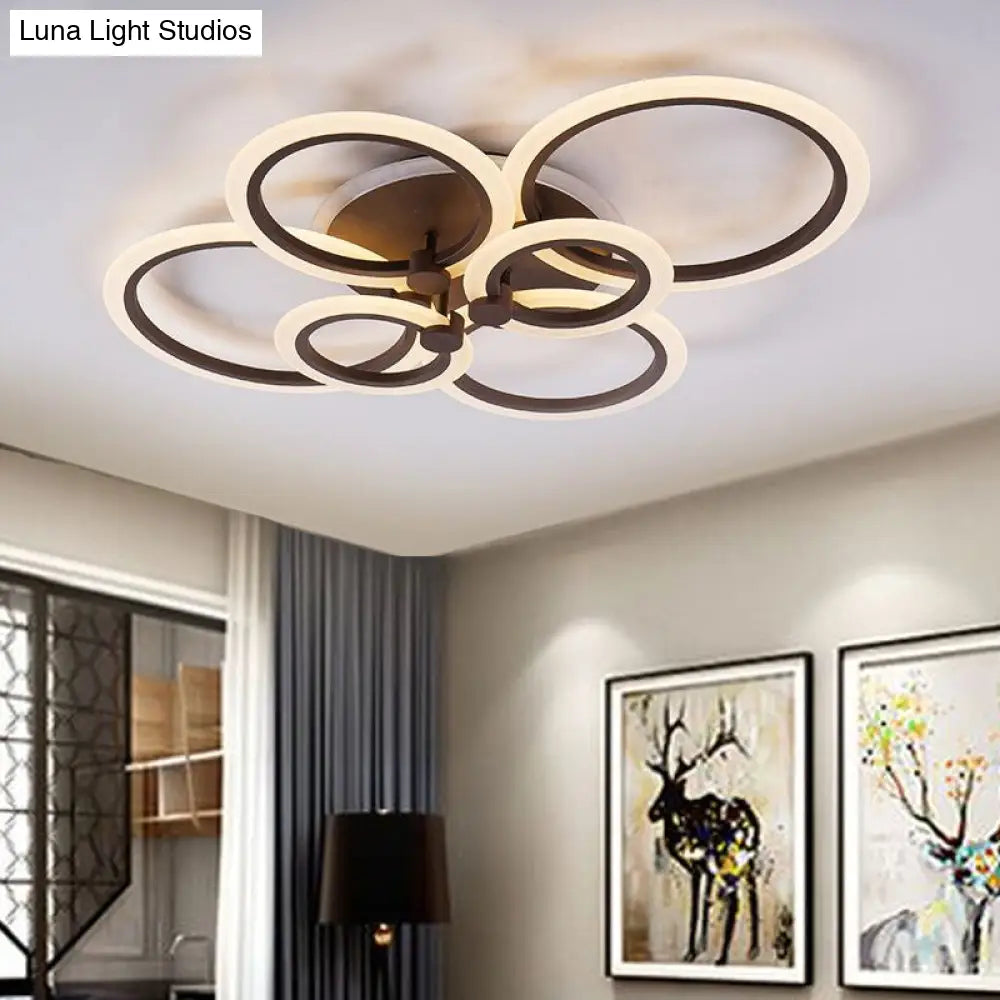 DecorBites™ DecorBites™ Contemporary Brown LED Ceiling Light - Petal Acrylic Flush Ceiling Light for Living Room (Neutral/Warm/White)