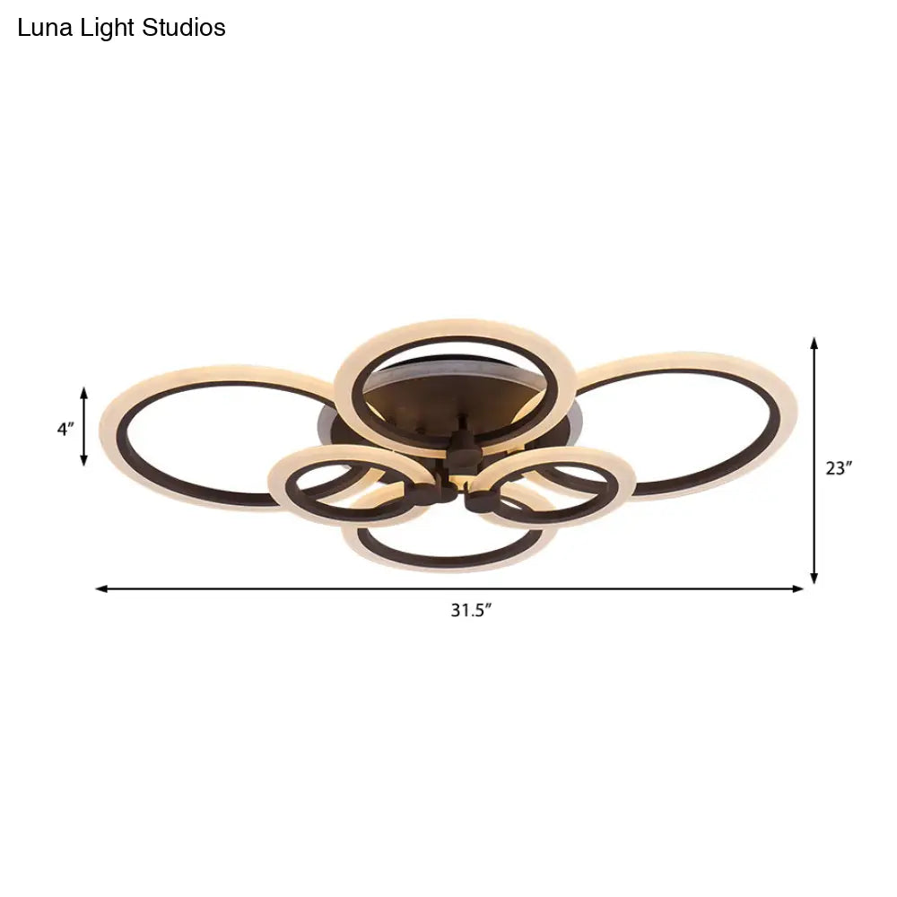 DecorBites™ DecorBites™ Contemporary Brown LED Ceiling Light - Petal Acrylic Flush Ceiling Light for Living Room (Neutral/Warm/White)