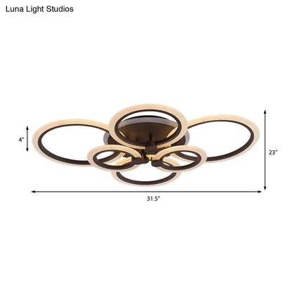 DecorBites™ DecorBites™ Contemporary Brown LED Ceiling Light - Petal Acrylic Flush Ceiling Light for Living Room (Neutral/Warm/White)