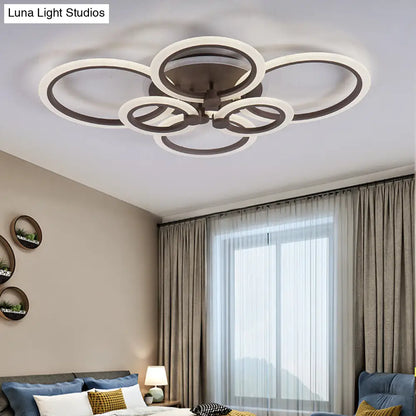 DecorBites™ DecorBites™ Contemporary Brown LED Ceiling Light - Petal Acrylic Flush Ceiling Light for Living Room (Neutral/Warm/White)