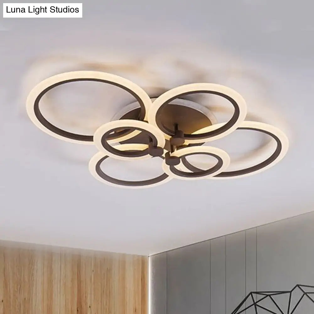 DecorBites™ DecorBites™ Contemporary Brown LED Ceiling Light - Petal Acrylic Flush Ceiling Light for Living Room (Neutral/Warm/White)