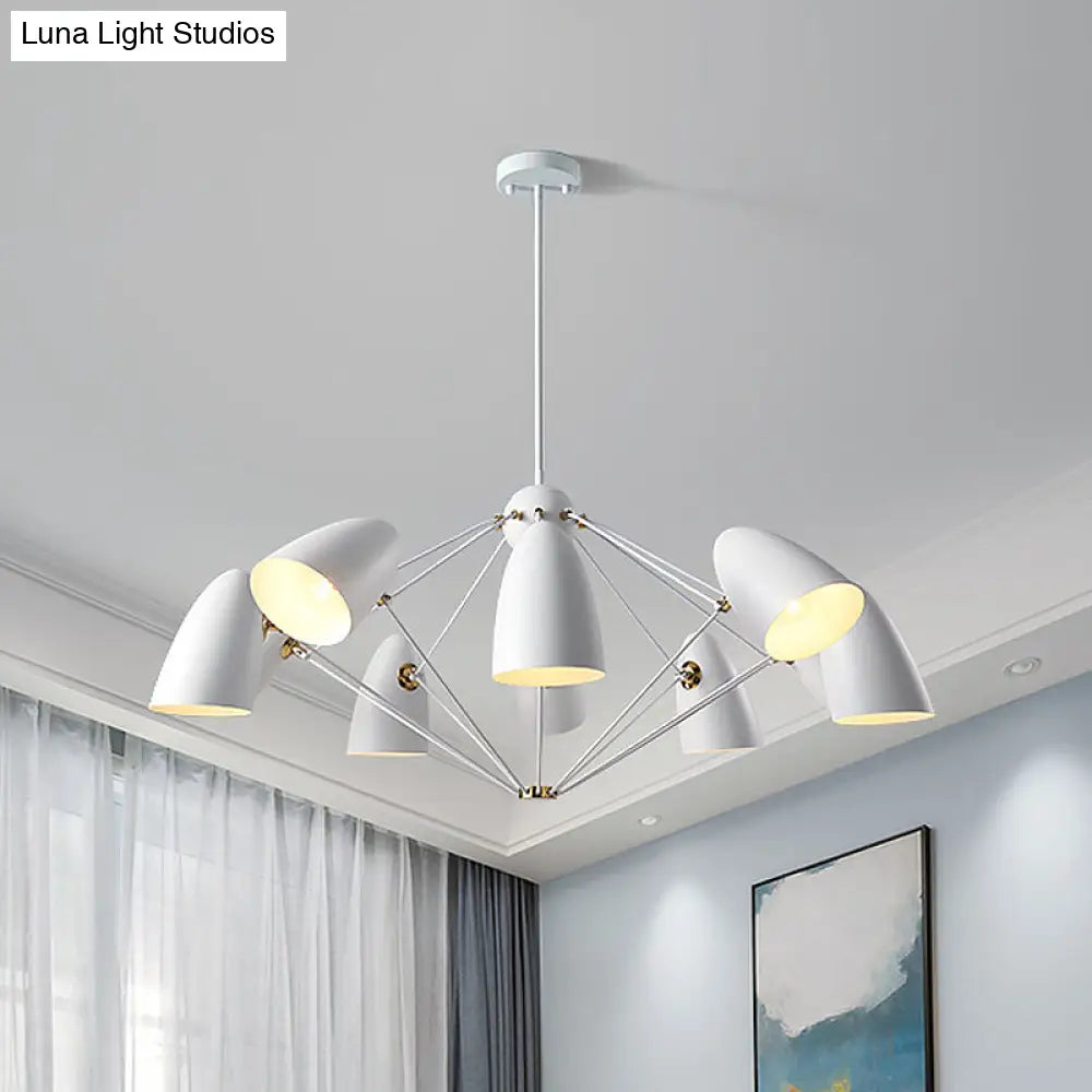 Lámpara colgante contemporánea tipo bala - Lámpara de metal de 8 luces para dormitorio en blanco y negro.