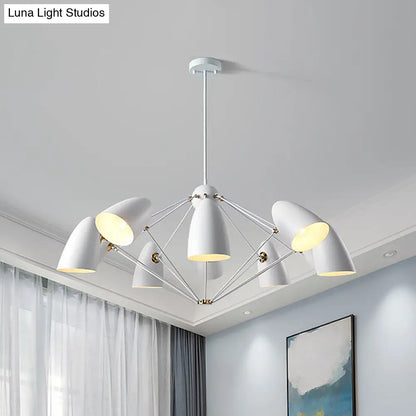 Lámpara colgante contemporánea tipo bala - Lámpara de metal de 8 luces para dormitorio en blanco y negro.