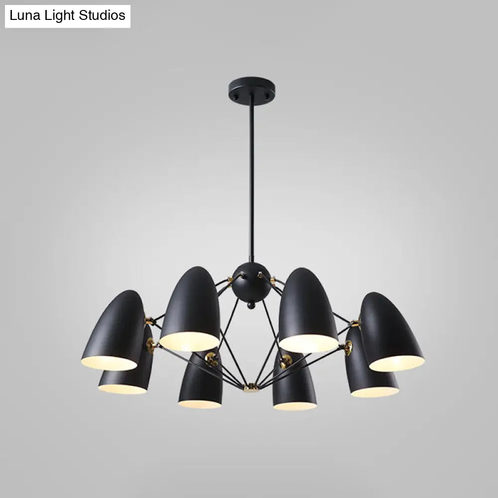 Lámpara colgante contemporánea tipo bala - Lámpara de metal de 8 luces para dormitorio en blanco y negro.