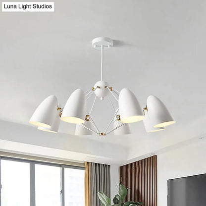 Lámpara colgante contemporánea tipo bala - Lámpara de metal de 8 luces para dormitorio en blanco y negro.