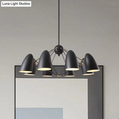 Lámpara colgante contemporánea tipo bala - Lámpara de metal de 8 luces para dormitorio en blanco y negro.