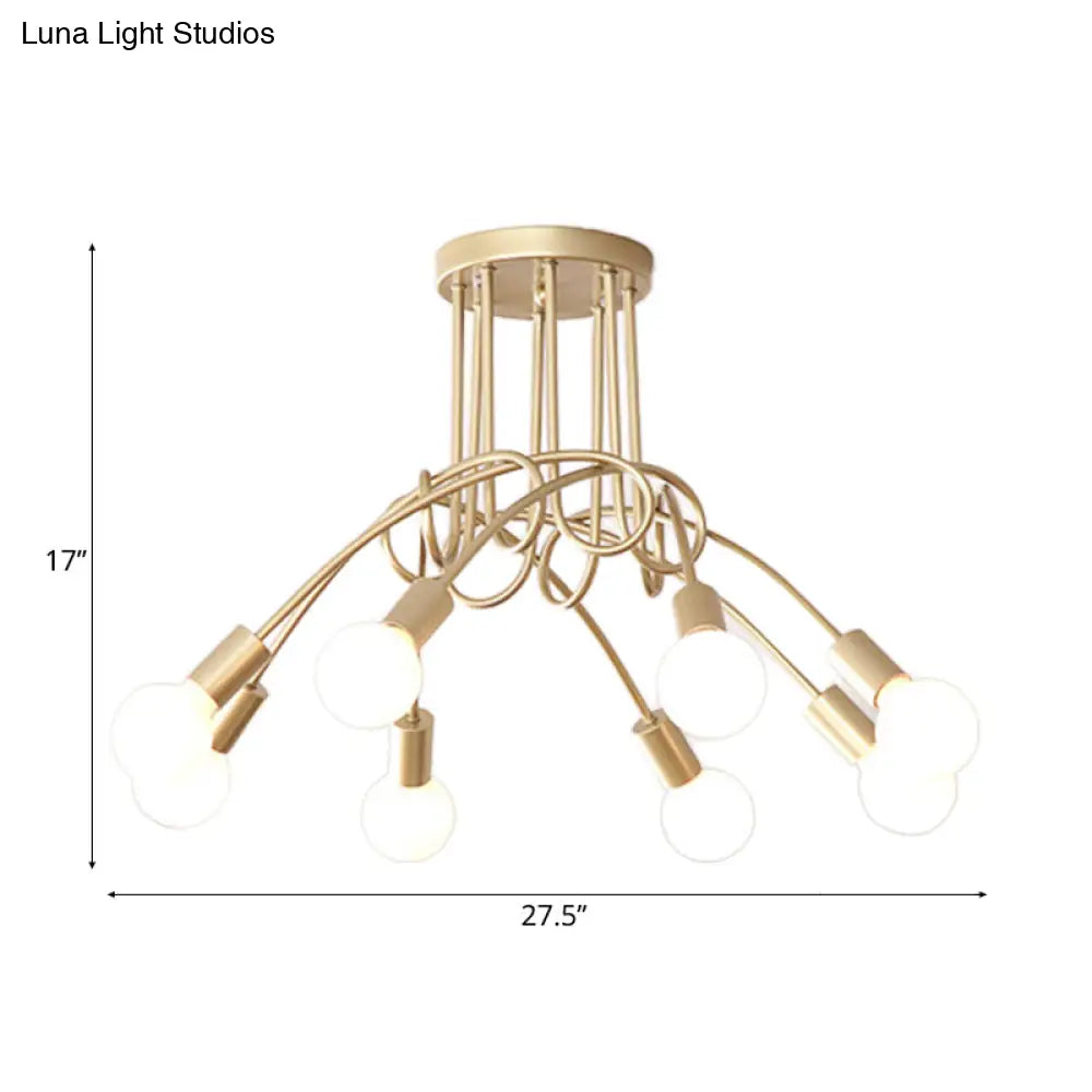 Lámpara de techo contemporánea DecorBites™ para sala de estar: amplia lámpara semiempotrada con elegante brazo metálico en espiral.