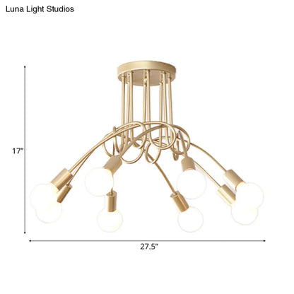 Lámpara de techo contemporánea DecorBites™ para sala de estar: amplia lámpara semiempotrada con elegante brazo metálico en espiral.