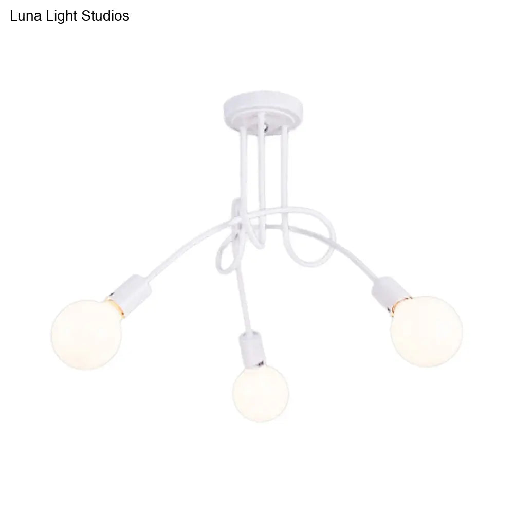 Lámpara de techo contemporánea DecorBites™ para sala de estar: amplia lámpara semiempotrada con elegante brazo metálico en espiral.