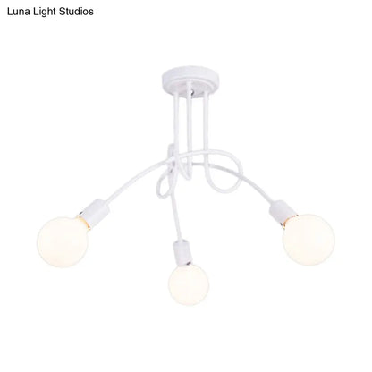 Lámpara de techo contemporánea DecorBites™ para sala de estar: amplia lámpara semiempotrada con elegante brazo metálico en espiral.