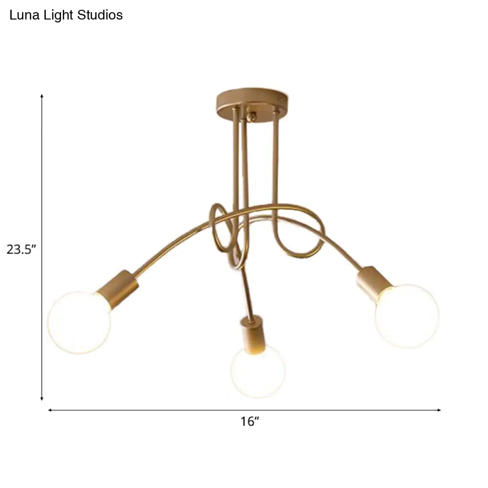 Lámpara de techo contemporánea DecorBites™ para sala de estar: amplia lámpara semiempotrada con elegante brazo metálico en espiral.