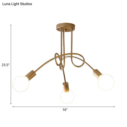 Lámpara de techo contemporánea DecorBites™ para sala de estar: amplia lámpara semiempotrada con elegante brazo metálico en espiral.