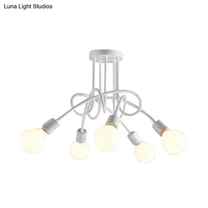 Lámpara de techo contemporánea DecorBites™ para sala de estar: amplia lámpara semiempotrada con elegante brazo metálico en espiral.