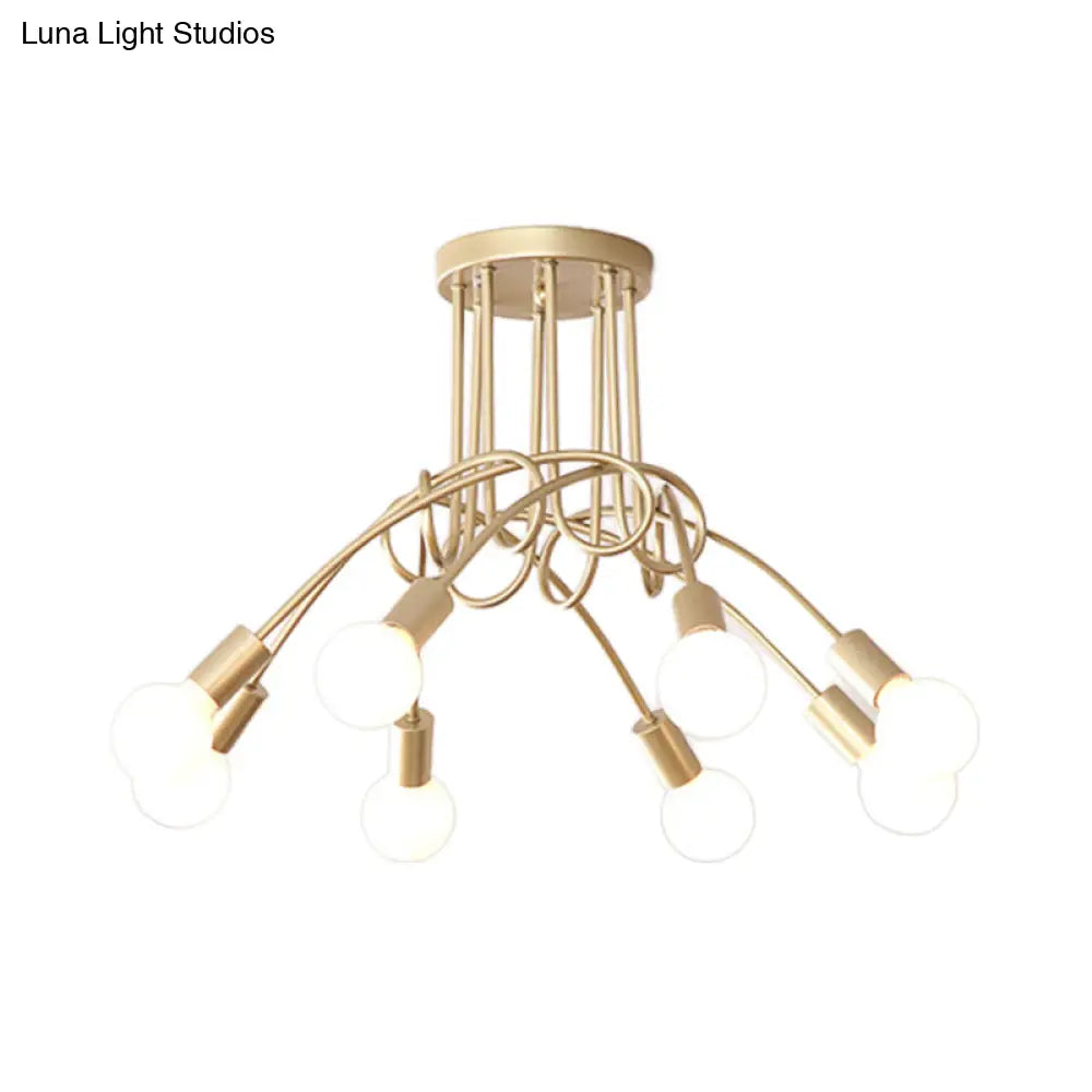 Lámpara de techo contemporánea DecorBites™ para sala de estar: amplia lámpara semiempotrada con elegante brazo metálico en espiral.