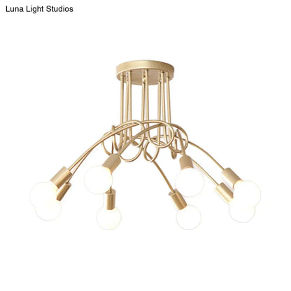 Lámpara de techo contemporánea DecorBites™ para sala de estar: amplia lámpara semiempotrada con elegante brazo metálico en espiral.