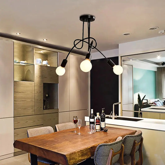 Lámpara de techo contemporánea DecorBites™ para sala de estar: amplia lámpara semiempotrada con elegante brazo metálico en espiral.