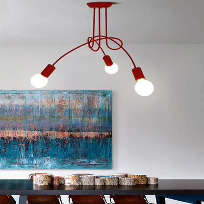 Lámpara de techo contemporánea DecorBites™ para sala de estar: amplia lámpara semiempotrada con elegante brazo metálico en espiral.