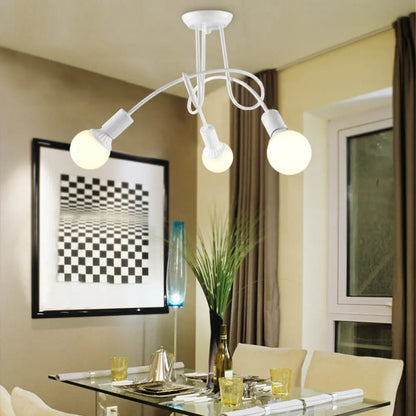 Lámpara de techo contemporánea DecorBites™ para sala de estar: amplia lámpara semiempotrada con elegante brazo metálico en espiral.