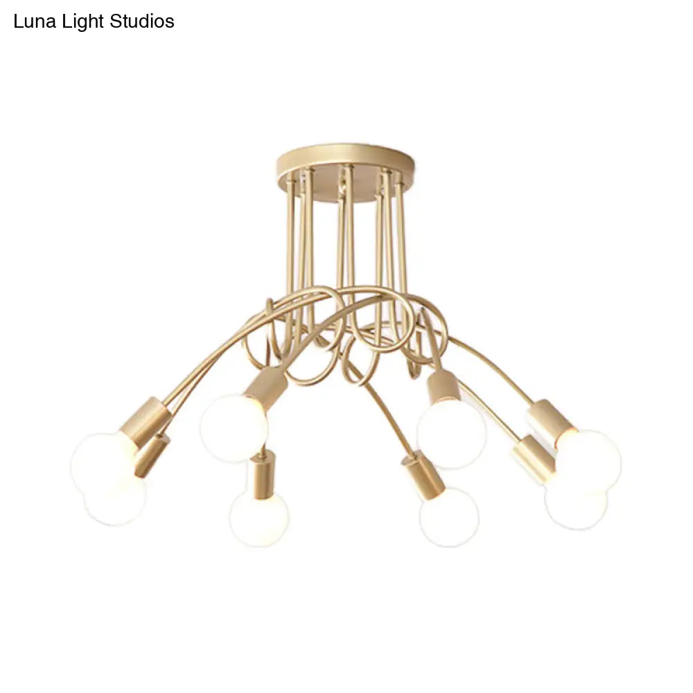 Lámpara de techo contemporánea DecorBites™ para sala de estar: amplia lámpara semiempotrada con elegante brazo metálico en espiral.