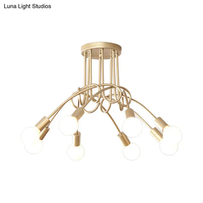 Lámpara de techo contemporánea DecorBites™ para sala de estar: amplia lámpara semiempotrada con elegante brazo metálico en espiral.