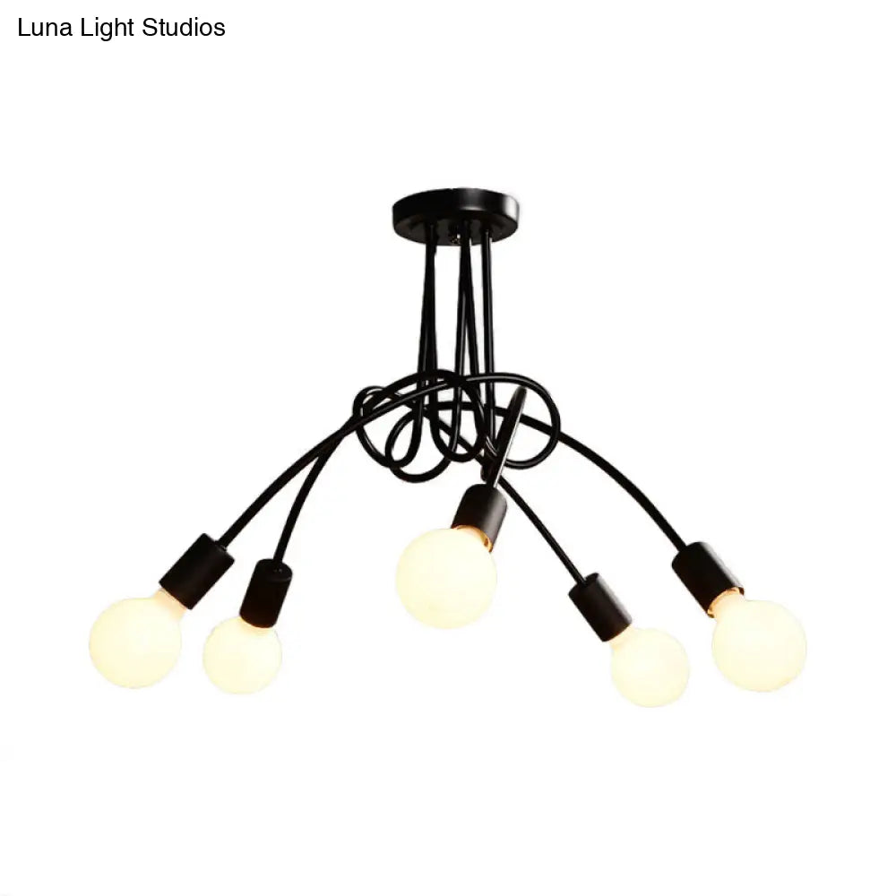 Lámpara de techo contemporánea DecorBites™ para sala de estar: amplia lámpara semiempotrada con elegante brazo metálico en espiral.