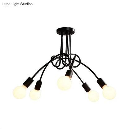 Lámpara de techo contemporánea DecorBites™ para sala de estar: amplia lámpara semiempotrada con elegante brazo metálico en espiral.