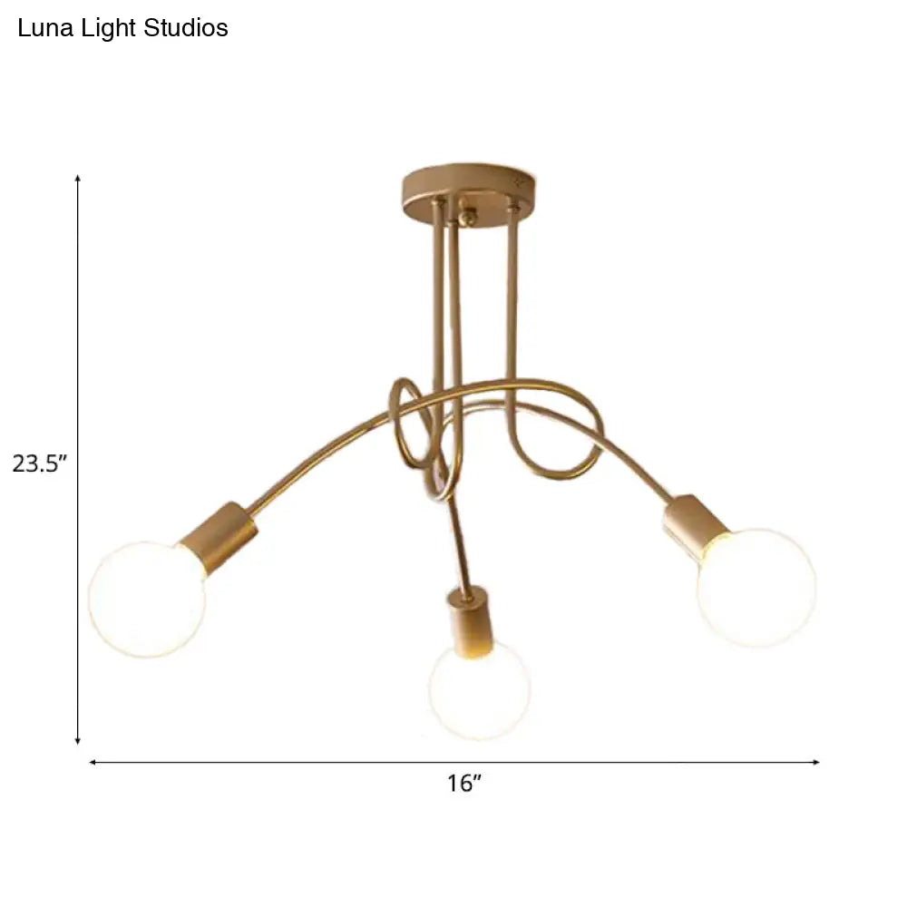 Lámpara de techo contemporánea DecorBites™ para sala de estar: amplia lámpara semiempotrada con elegante brazo metálico en espiral.