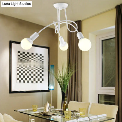 Lámpara de techo contemporánea DecorBites™ para sala de estar: amplia lámpara semiempotrada con elegante brazo metálico en espiral.