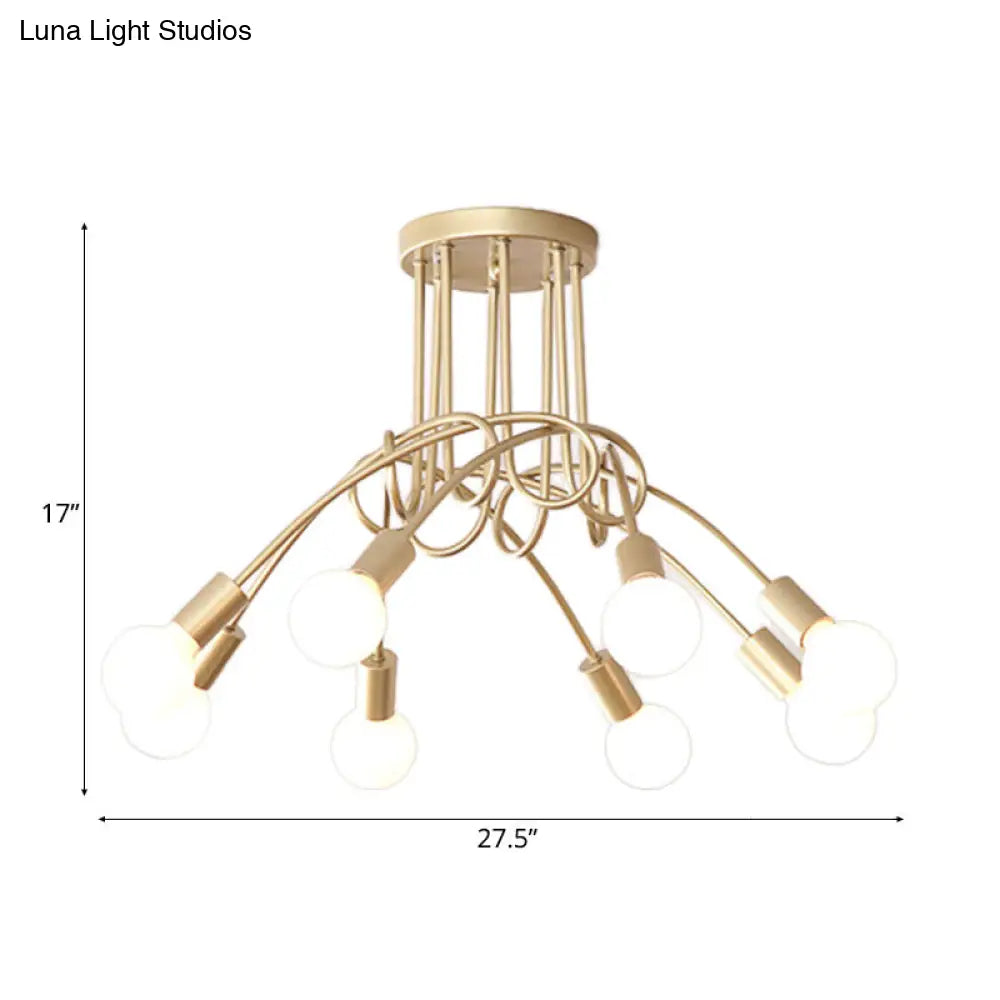 Lámpara de techo contemporánea DecorBites™ para sala de estar: amplia lámpara semiempotrada con elegante brazo metálico en espiral.