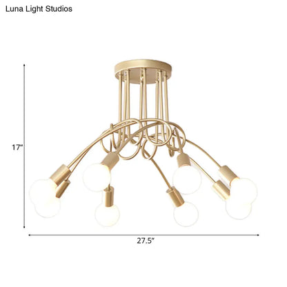 Lámpara de techo contemporánea DecorBites™ para sala de estar: amplia lámpara semiempotrada con elegante brazo metálico en espiral.