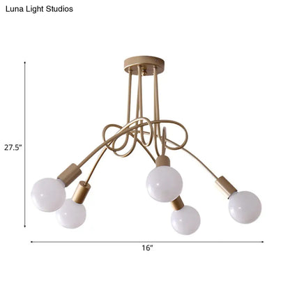 Lámpara de techo contemporánea DecorBites™ para sala de estar: amplia lámpara semiempotrada con elegante brazo metálico en espiral.