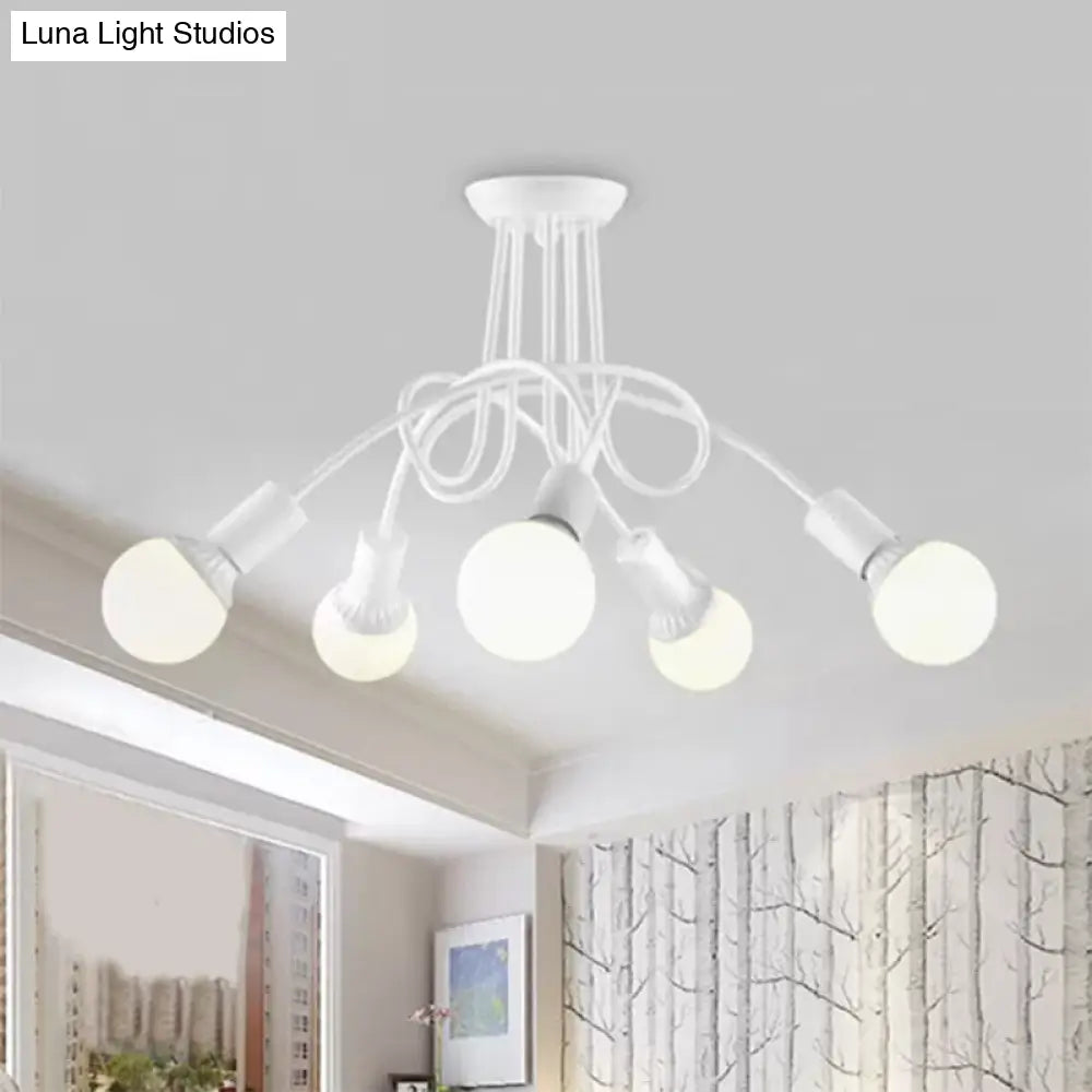 Lámpara de techo contemporánea DecorBites™ para sala de estar: amplia lámpara semiempotrada con elegante brazo metálico en espiral.