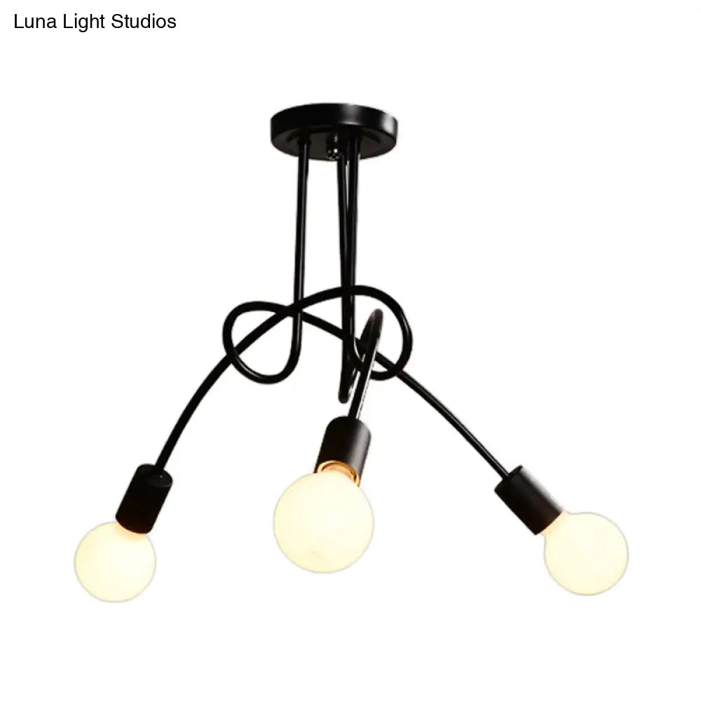 Lámpara de techo contemporánea DecorBites™ para sala de estar: amplia lámpara semiempotrada con elegante brazo metálico en espiral.