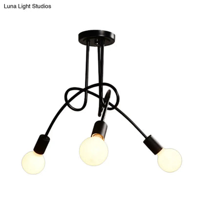 Lámpara de techo contemporánea DecorBites™ para sala de estar: amplia lámpara semiempotrada con elegante brazo metálico en espiral.