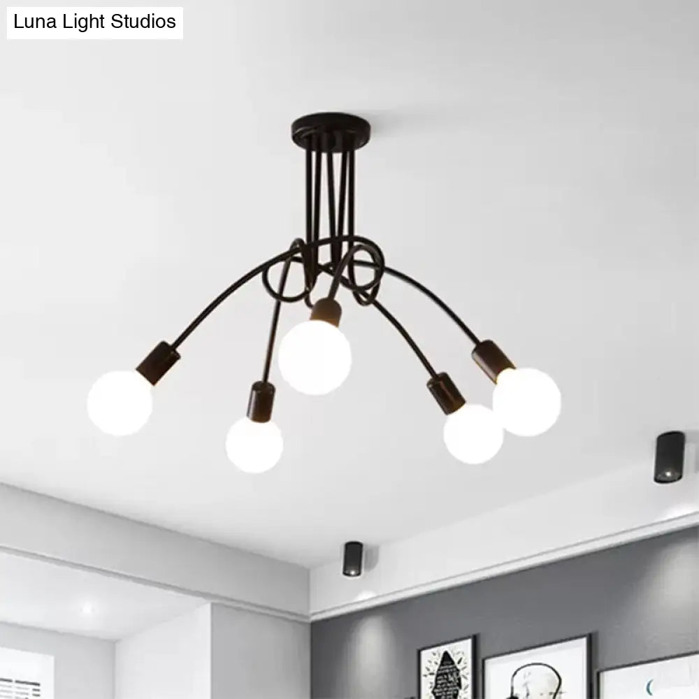 Lámpara de techo contemporánea DecorBites™ para sala de estar: amplia lámpara semiempotrada con elegante brazo metálico en espiral.