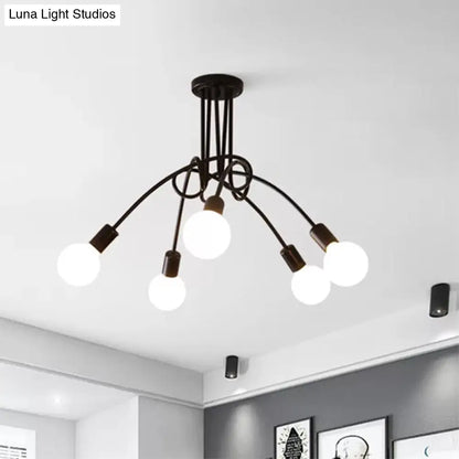 Lámpara de techo contemporánea DecorBites™ para sala de estar: amplia lámpara semiempotrada con elegante brazo metálico en espiral.