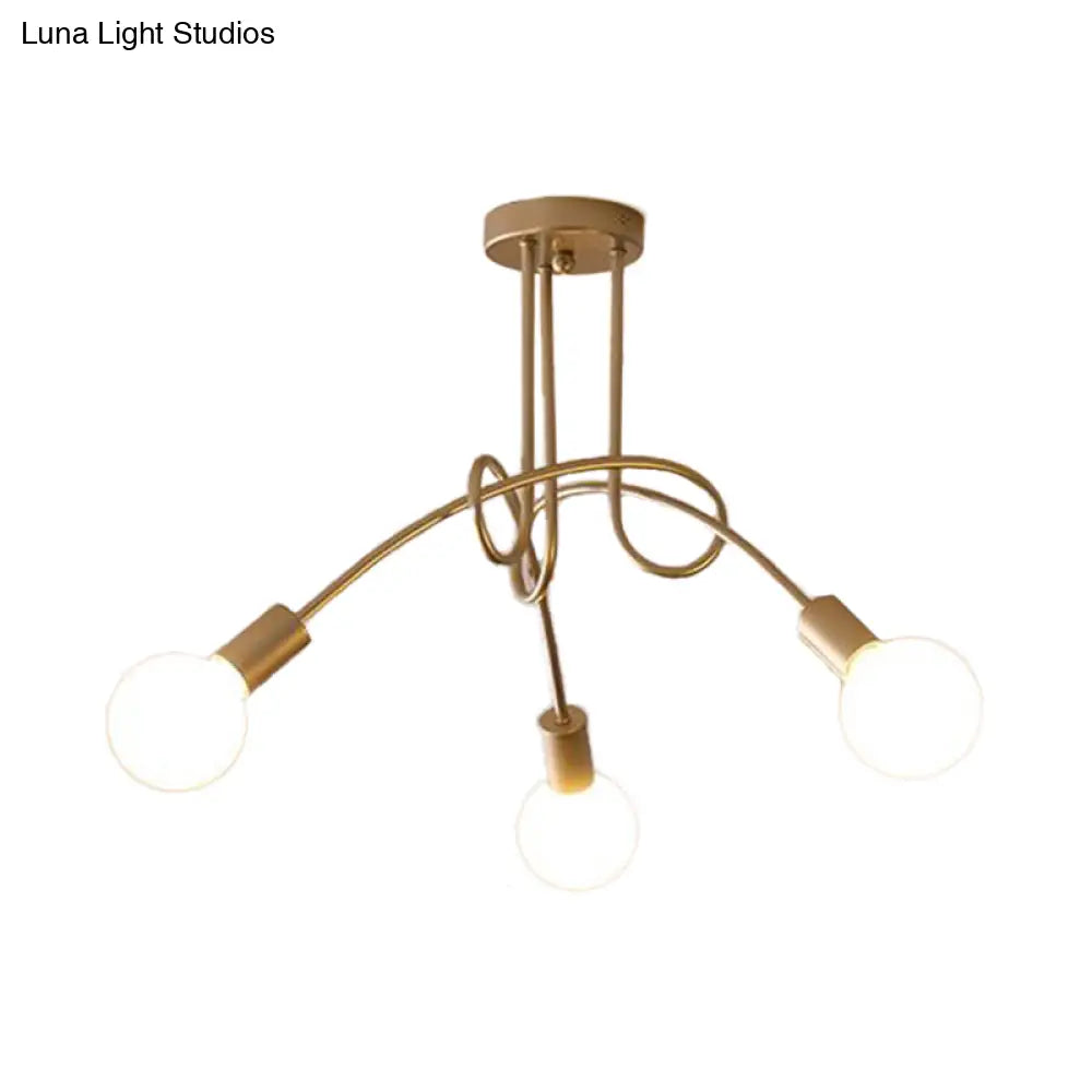 Lámpara de techo contemporánea DecorBites™ para sala de estar: amplia lámpara semiempotrada con elegante brazo metálico en espiral.