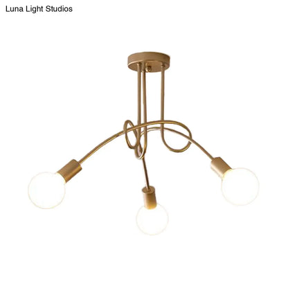 Lámpara de techo contemporánea DecorBites™ para sala de estar: amplia lámpara semiempotrada con elegante brazo metálico en espiral.