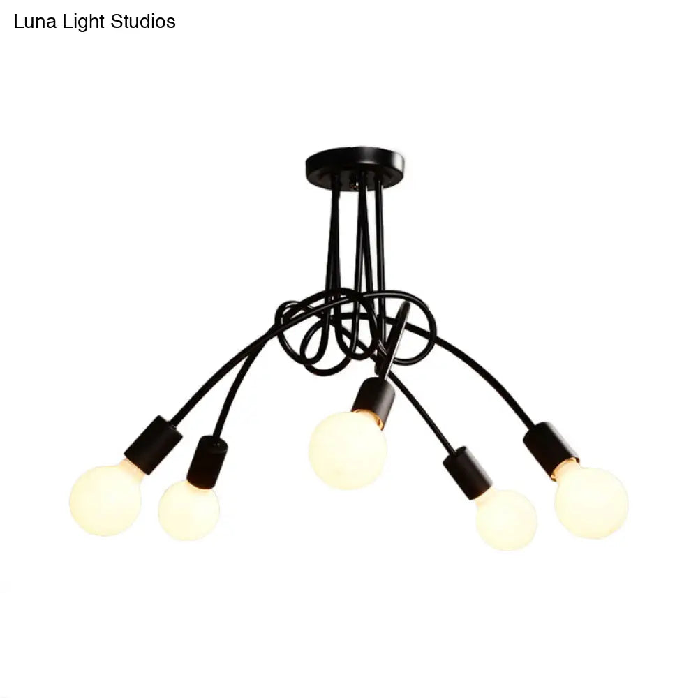 Lámpara de techo contemporánea DecorBites™ para sala de estar: amplia lámpara semiempotrada con elegante brazo metálico en espiral.