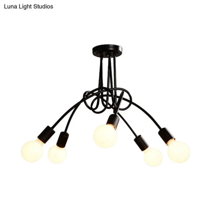 Lámpara de techo contemporánea DecorBites™ para sala de estar: amplia lámpara semiempotrada con elegante brazo metálico en espiral.