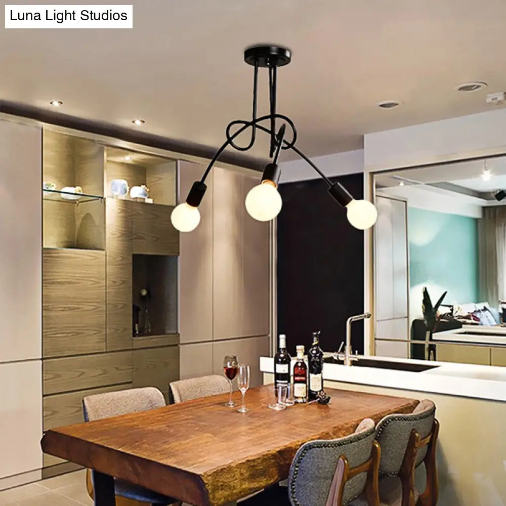 Lámpara de techo contemporánea DecorBites™ para sala de estar: amplia lámpara semiempotrada con elegante brazo metálico en espiral.