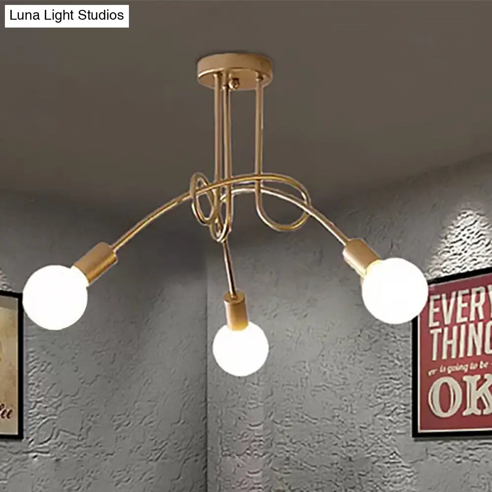 Lámpara de techo contemporánea DecorBites™ para sala de estar: amplia lámpara semiempotrada con elegante brazo metálico en espiral.