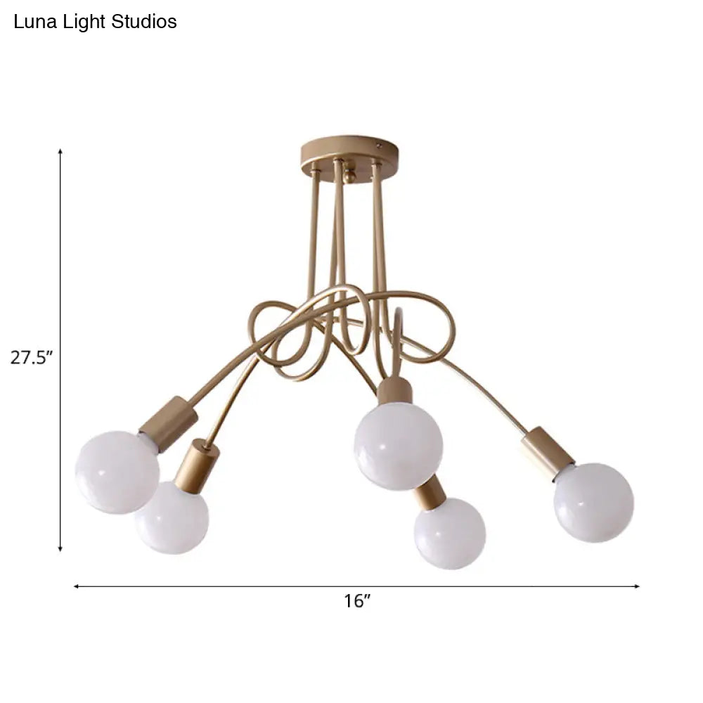 Lámpara de techo contemporánea DecorBites™ para sala de estar: amplia lámpara semiempotrada con elegante brazo metálico en espiral.