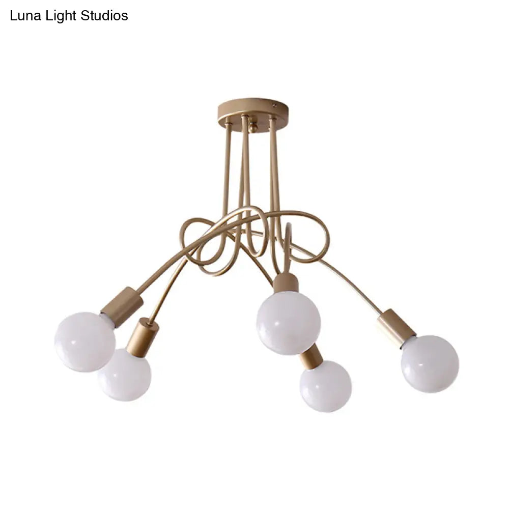 Lámpara de techo contemporánea DecorBites™ para sala de estar: amplia lámpara semiempotrada con elegante brazo metálico en espiral.