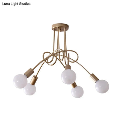 Lámpara de techo contemporánea DecorBites™ para sala de estar: amplia lámpara semiempotrada con elegante brazo metálico en espiral.