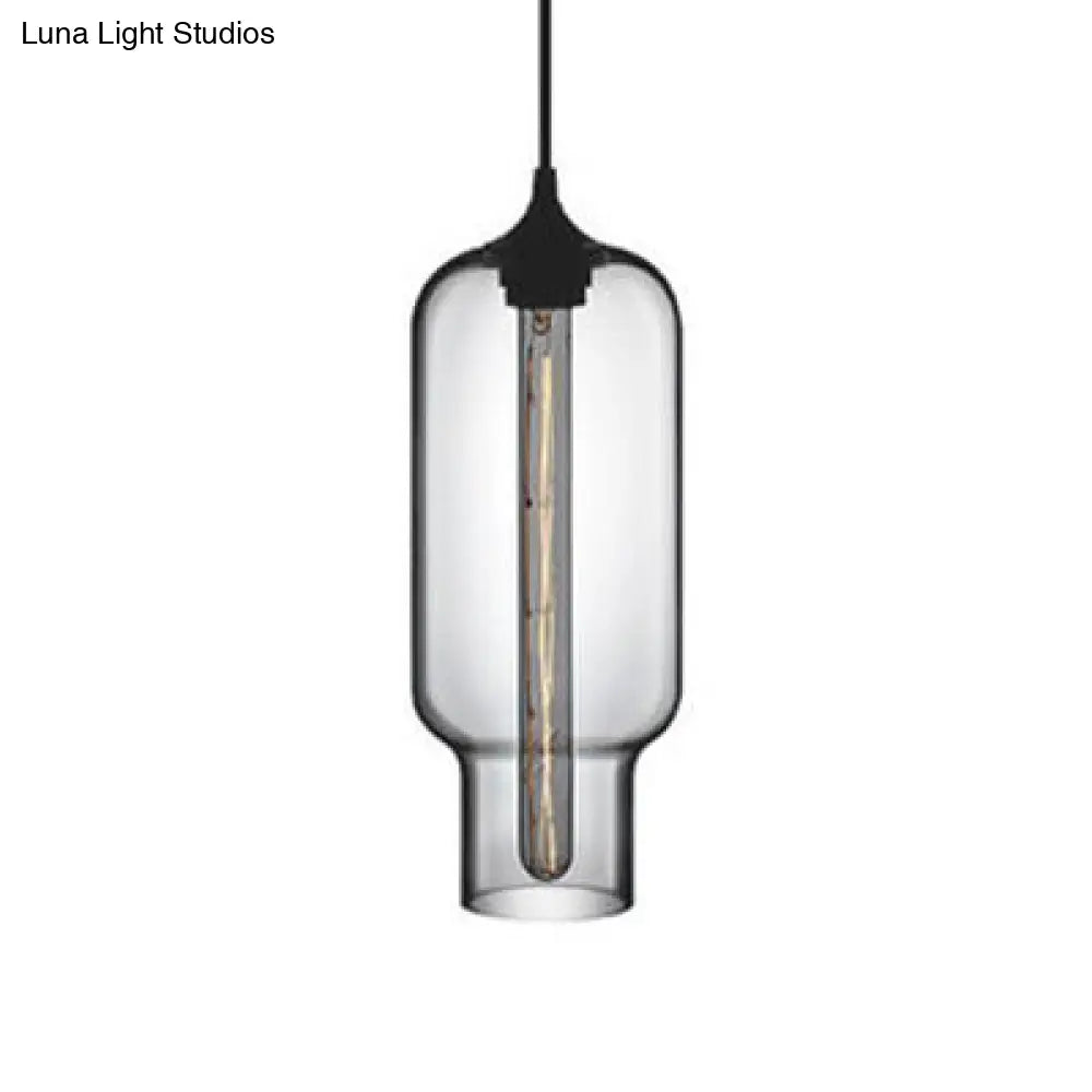 Contemporary Ceiling Pendant Light with Colorful Bottle Glass Shade - 1 Light Hanging Fixture